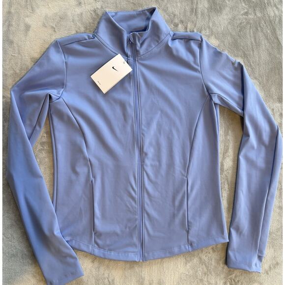 Nike One Dri-FIT Full-Zip Mid-Layer Top Womens Size S Blue Yoga Workout Jogger - Picture 1 of 6